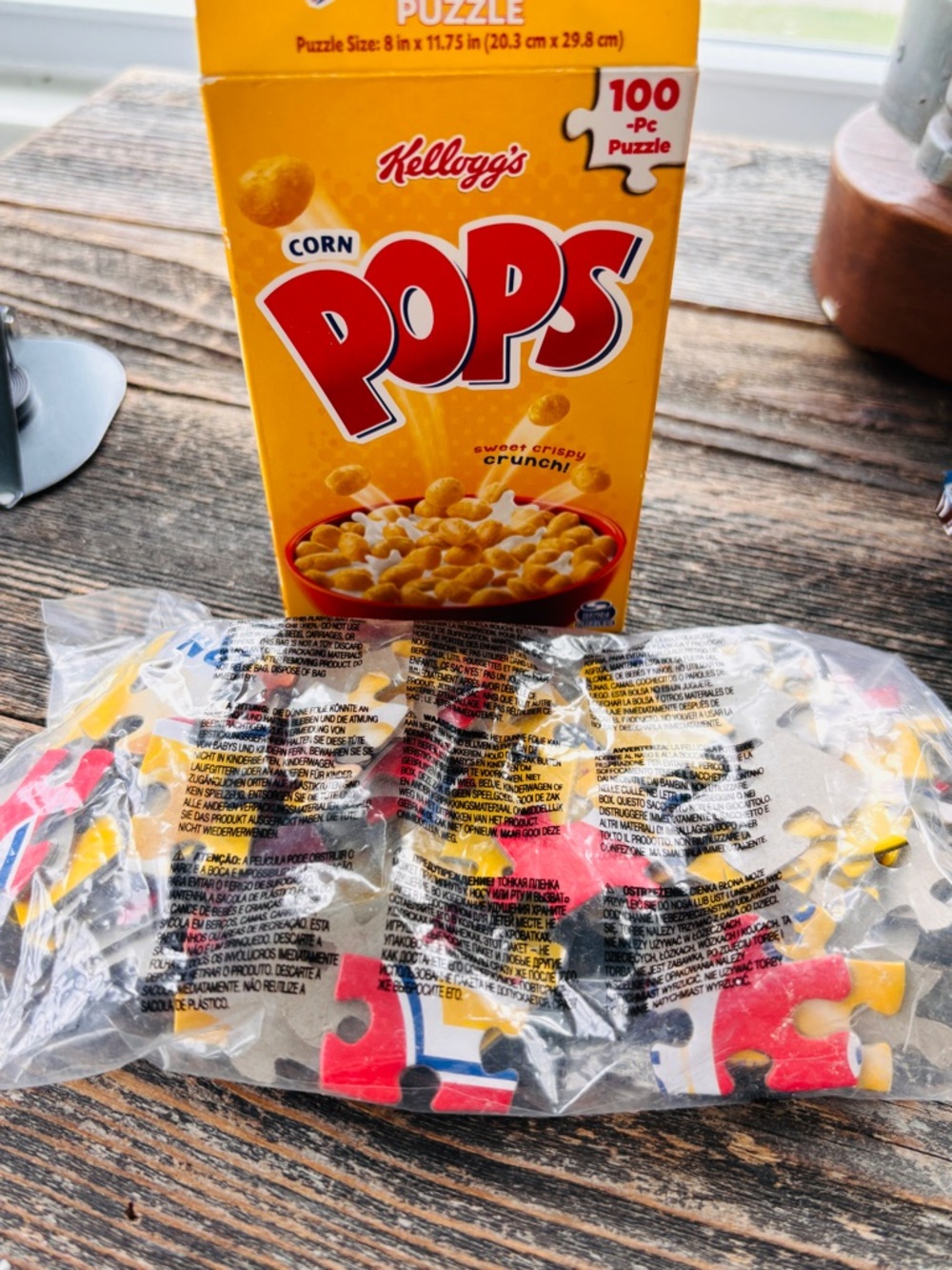 Corn Pops Puzzle - Yellow Corn Pops Cereal Box Design - unopened puzzle bag.